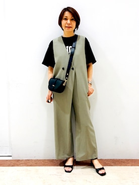 「バック」｜「アイテム（オールインワン・サロペット）」を使った、michino1122さん（レディース・162cm）の夏コーディネート