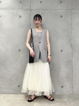 「チュール」｜「アイテム（キャミソール、グレー系）」を使った、nogumiさん（レディース・160cm）の春コーディネート