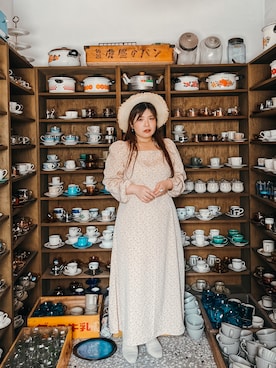 「SHEINのアイテム（帽子、ベージュ系）」を使った、Tracy Peiさん（レディース・160cm）の夏コーディネート
