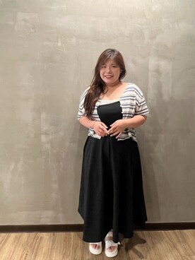 「PuchuPuchu正韓服飾のアイテム（ワンピース/ドレス、ブラック系）」を使った、Tracy Peiさん（レディース・160cm）の夏コーディネート