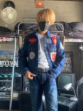「AVIREX（アヴィレックス）のアイテム（デニムジャケット）」を使った、zekuさん（メンズ・176cm）の夏コーディネート