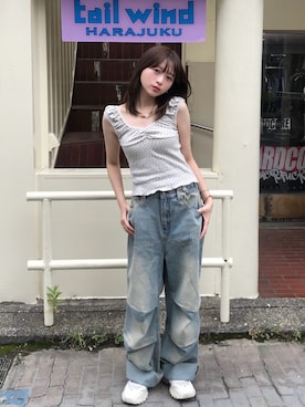 「アイテム（タンクトップ）」を使った、okponさん（骨格ストレート・レディース・158cm）の夏コーディネート