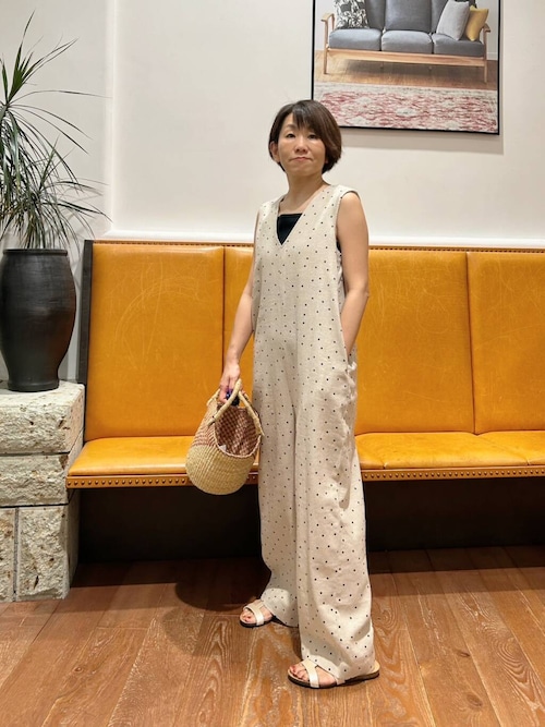 URBAN RESEARCH DOORS リネンドットオールインワン M URBAN RESEARCH DOORS サロペット オーバーオール リネン
