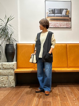 「シアートップス」｜「アイテム（その他アウター）」を使った、YUKI KAWAIさん（レディース・152cm）の秋コーディネート