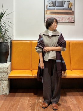 「アイテム（その他トップス、ブラウン系）」を使った、YUKI KAWAIさん（レディース・152cm）の秋コーディネート