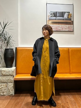「アイテム（ステンカラーコート）」を使った、YUKI KAWAIさん（レディース・152cm）の秋コーディネート