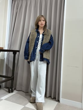 「アイテム（デニムジャケット）」を使った、Rioriさん（レディース・166cm）の秋コーディネート