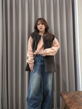 「イエべ秋」｜「アイテム（スウェット）」を使った、Rioriさん（レディース・167cm）の冬コーディネート