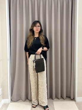 「ITEMS URBANRESEARCH（アイテムズ アーバンリサーチ）の袖デザインカットソー（Tシャツ/カットソー、ブラック系）」を使った、Rioriさん（レディース・166cm）の夏コーディネート