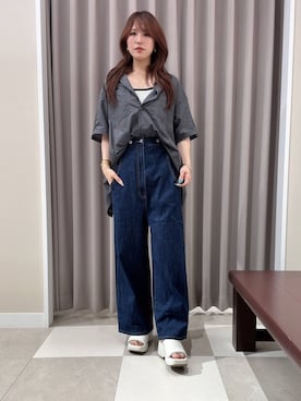 「骨格ウェーブ」｜「アイテム（オールインワン・サロペット）」を使った、Rioriさん（レディース・167cm）の夏コーディネート