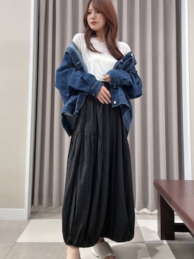 「アイテム（デニムジャケット）」を使った、Rioriさん（レディース・167cm）の夏コーディネート