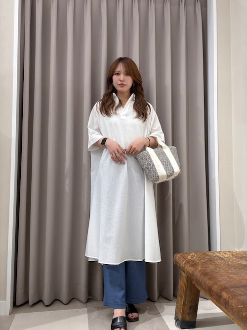 タグ付新品　FIL DE FERシアサッカーストライプ　スキッパーワンピース シアサッカーストライプ スキッパーワンピース（ワンピース