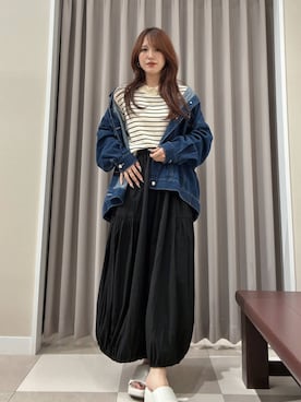 「アイテム（デニムジャケット）」を使った、Rioriさん（レディース・167cm）の夏コーディネート