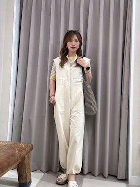 「KBF（ケイビーエフ）のアイテム（サロペット/オーバーオール）」を使った、Rioriさん（レディース・167cm）の夏コーディネート