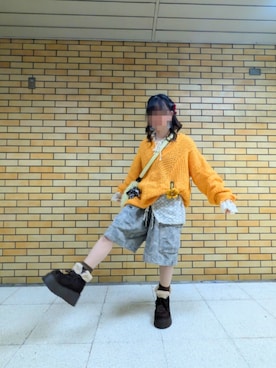 「アイテム（ショルダーバッグ、イエロー系）」を使った、そこら辺の人さん（レディース・152cm）の秋コーディネート