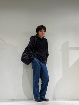 「The Make Happy Studio（ザメイクハッピーストゥディオ）のThe Make Happy Studio/ザメイクハッピーストゥディオ/CROSS BODY BAG（トートバッグ、ブラック系）」を使った、naokikuma0322さん（メンズ・168cm）の春コーディネート