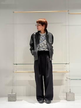 「Toironier（トワロニエ）のToironier/トワロニエ/STA-P 2Tuck Side Tuck Pants（その他パンツ、ブラック系）」を使った、naokikuma0322さん（メンズ・168cm）の夏コーディネート