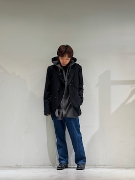 「Toironier（トワロニエ）のToironier/トワロニエ/HOODED SHIRTS（シャツ/ブラウス、ブラウン系）」を使った、naokikuma0322さん（メンズ・168cm）の春コーディネート