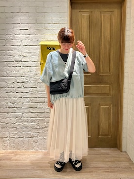 「バンT」｜「アイテム（ジャケット/アウター）」を使った、haraponさん（レディース・163cm）の夏コーディネート