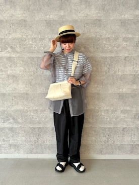 「GEVACO」｜「アイテム（帽子）」を使った、haraponさん（レディース・163cm）の春コーディネート