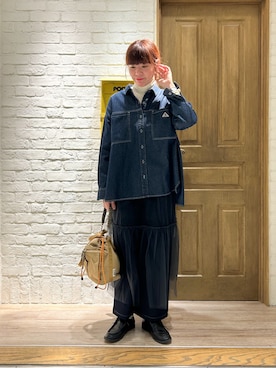 「GEVACO」｜「アイテム（Tシャツ/カットソー）」を使った、haraponさん（レディース・163cm）の冬コーディネート