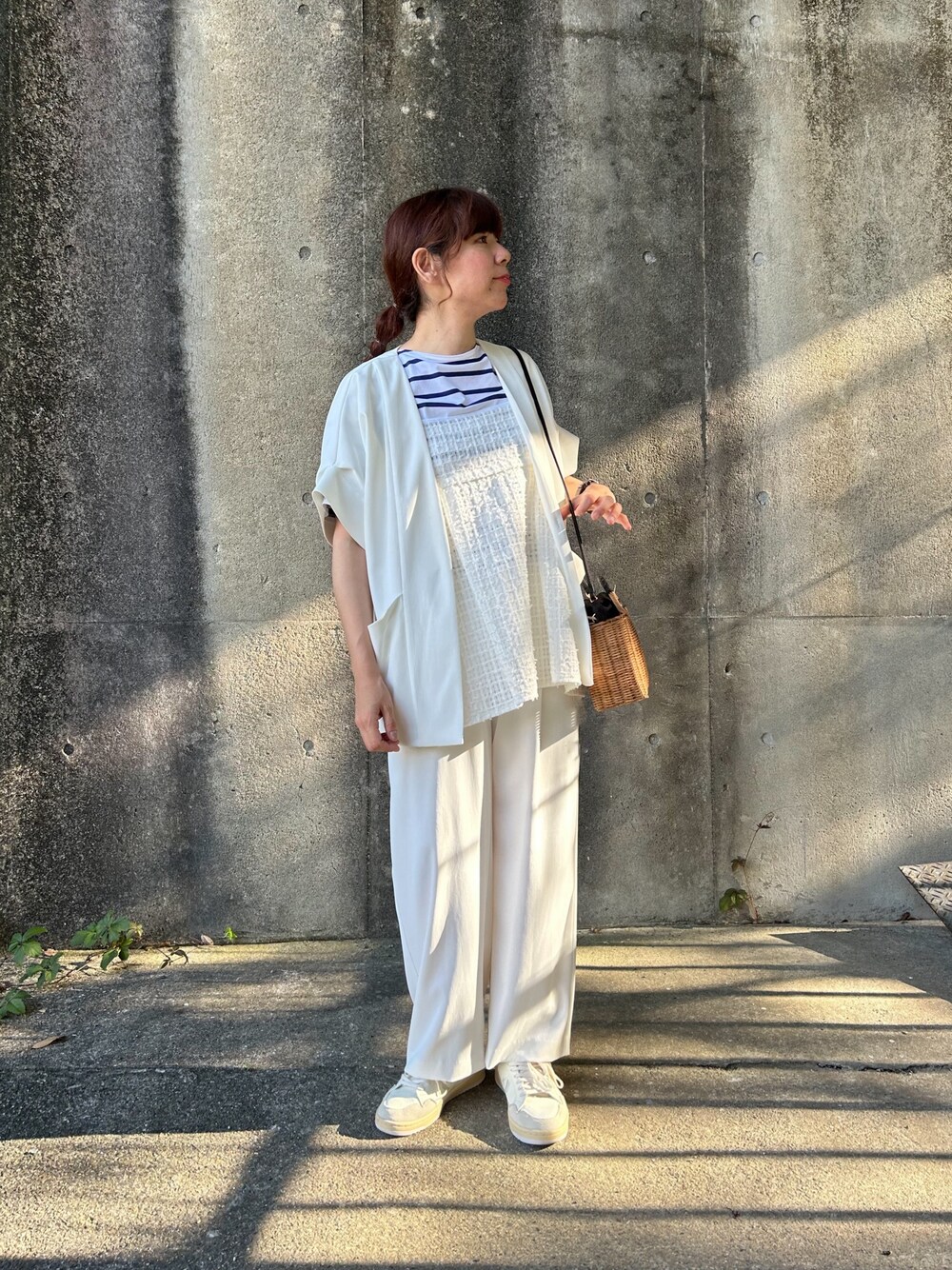 ウォッシャブルツイル フレンチジャケットを使った人気ファッション