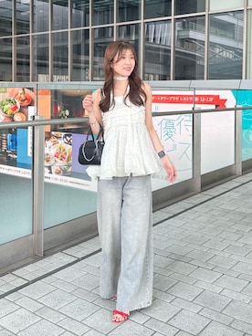 「ぺプラムトップス」｜maaaya7さん（レディース・163cm）の夏コーディネート