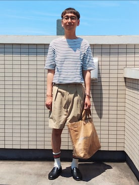 「FORK&SPOON（フォークアンドスプーン）のアイテム（トップス）」を使った、tenteco02さん（メンズ・176cm・40代）の夏コーディネート