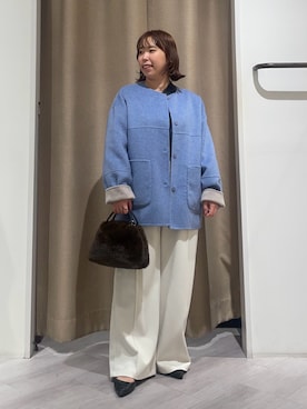 「アイテム（ノーカラージャケット）」を使った、まっつんさん（レディース・151cm）の秋コーディネート