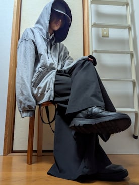 「アイテム（パーカー、ホワイト系）」を使った、tengu さん（メンズ・166cm）の秋コーディネート