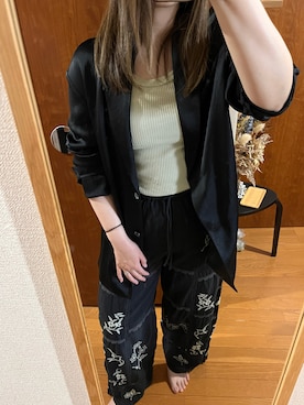 「TODAYFUL（トゥデイフル）のSeamless Rib Tanktop（Tシャツ/カットソー、グリーン系）」を使った、g.さん（レディース・162cm）の春コーディネート