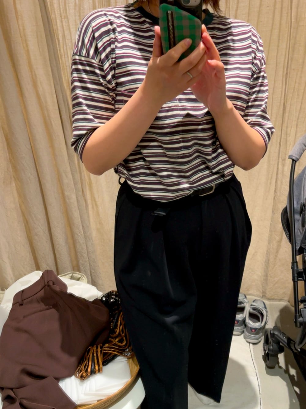6(ROKU)＞COTTON MULTI BORDER BIG T-SHIRT 2023SS/Tシャツを