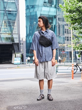 「PUBLIC TOKYO（パブリックトウキョウ）のアイテム（スウェットパンツ）」を使った、ptmaegaitoさん（メンズ・180cm）の夏コーディネート