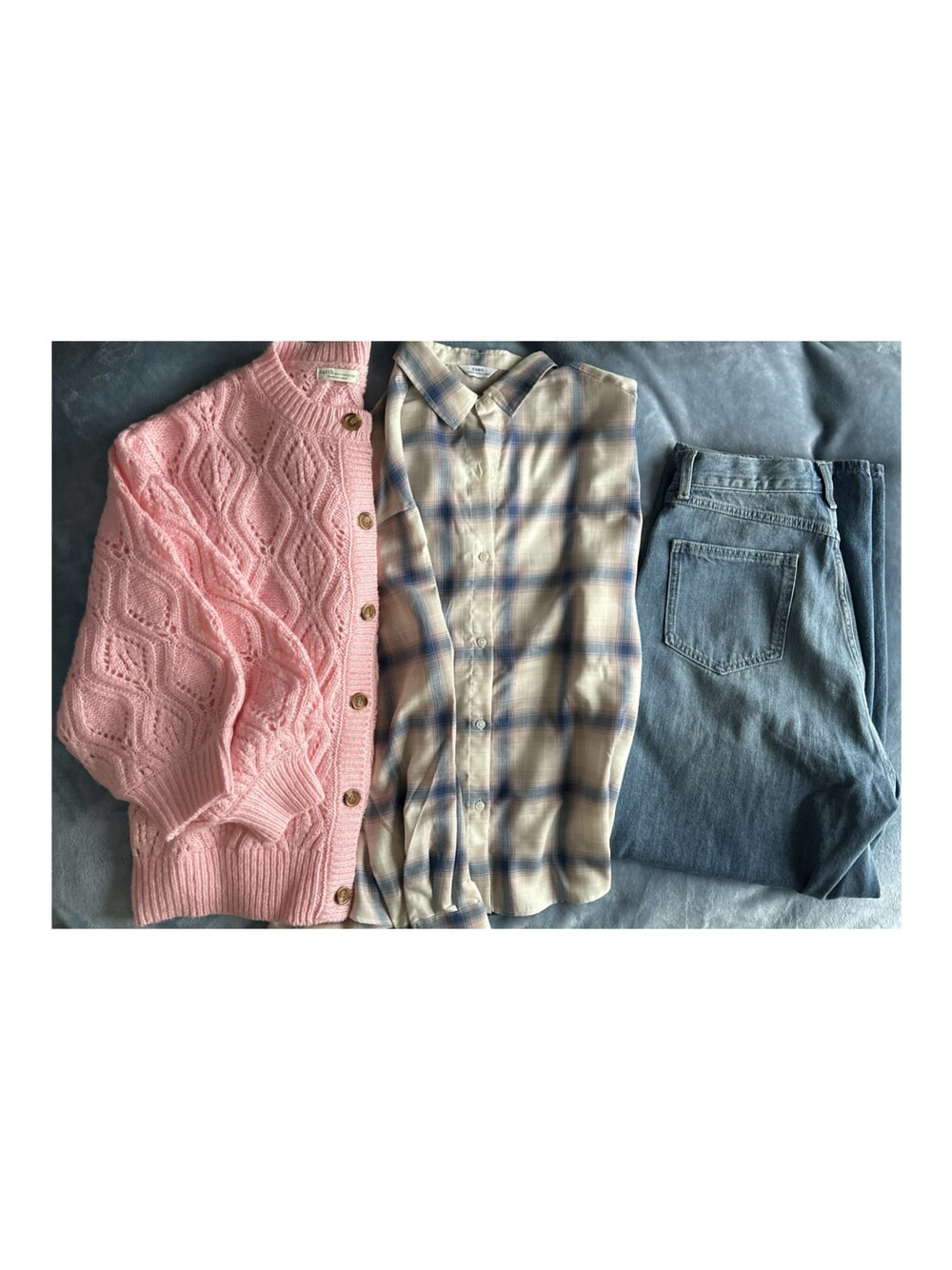 「outfit、coen、earth music&ecology、春カラー」｜「coenのオンブレチェックレギュラーカラービッグシャツ（シャツ/ブラウス、その他）」を使った、ねあ／Neaさん（レディース・158cm）の春コーディネートの1枚目の写真