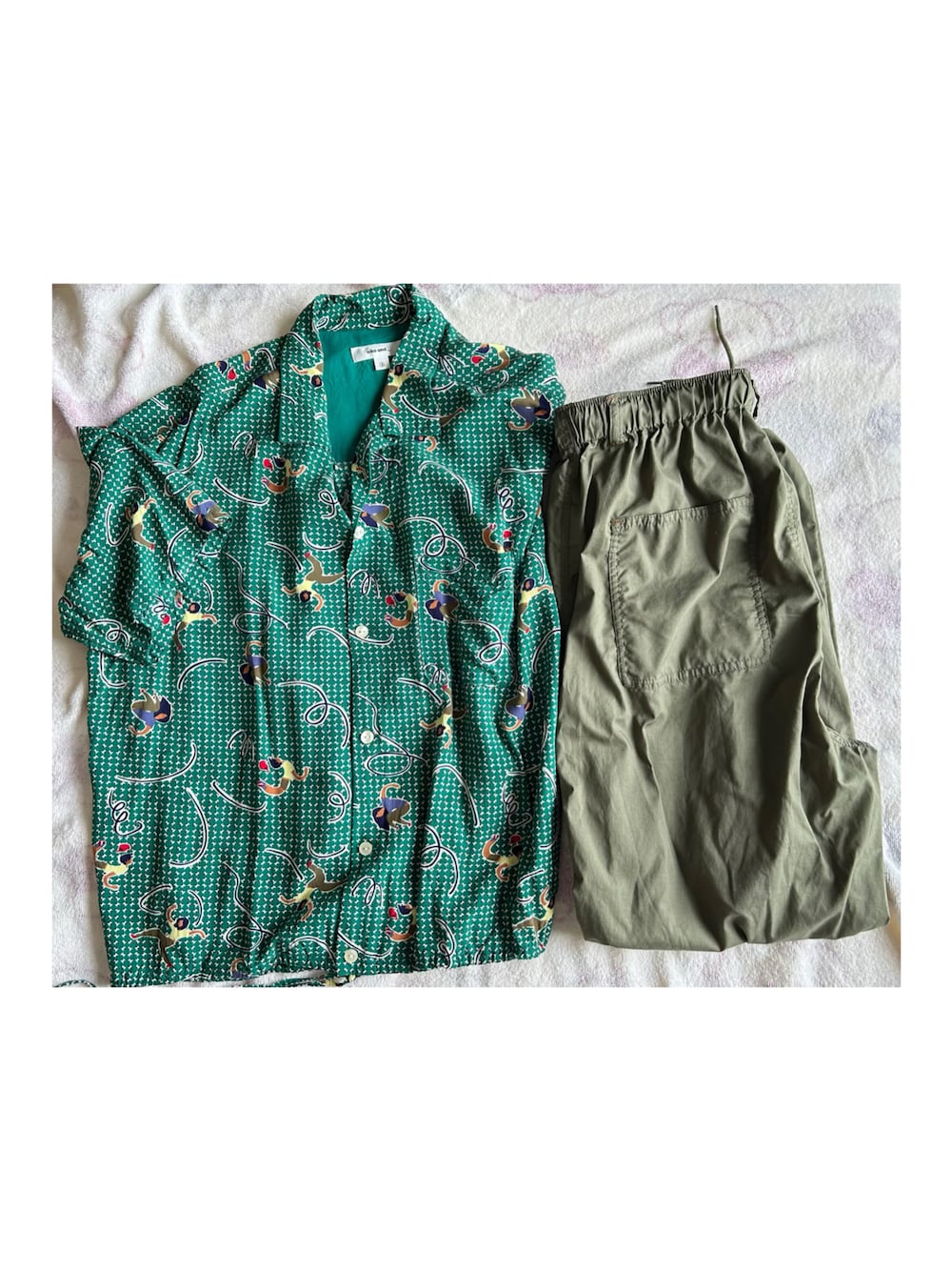「ootd、outfit、今日のコーデ、niko and ...」｜「niko and...のレトロパターンアロハシャツ（シャツ/ブラウス、グリーン系）」を使った、ねあ／Neaさん（レディース・158cm）の夏コーディネートの1枚目の写真