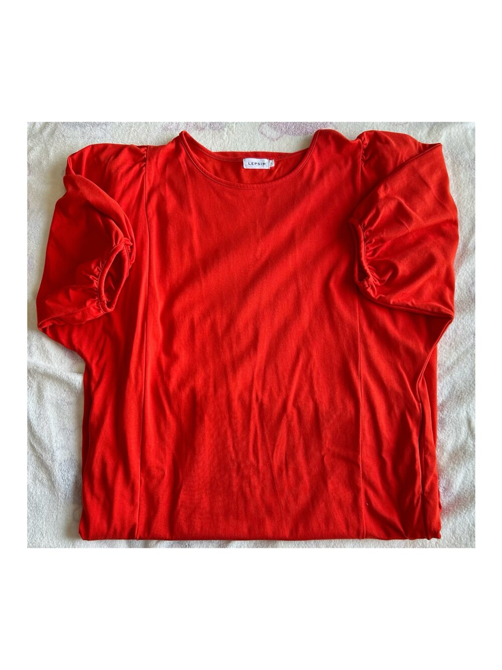 「ootd、outfit、今日のコーデ、LEPSIM」｜「LEPSIMのマルチキノウパフスリーブワンピース　163927（ワンピース、レッド系）」を使った、ねあ／Neaさん（レディース・158cm）の秋コーディネートの1枚目の写真