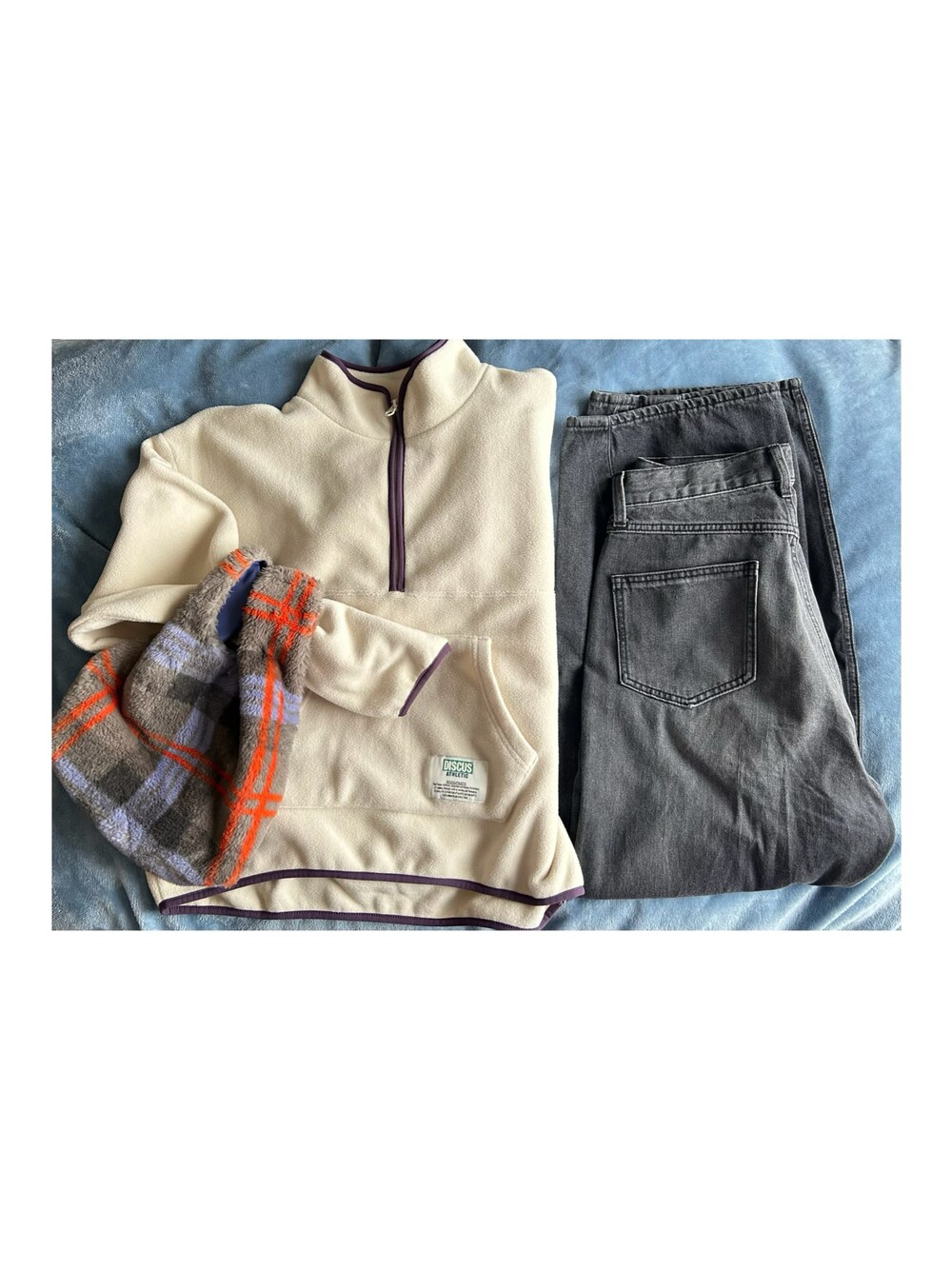 「ootd、outfit、今日のコーデ、discus、ThreeFourTime、coen」｜「DISCUSの2023AW DISCUS/ディスカス 配色パイピング フリース プルオーバー ハーフジップ（スウェット、ホワイト系）」を使った、ねあ／Neaさん（レディース・158cm）の冬コーディネートの1枚目の写真