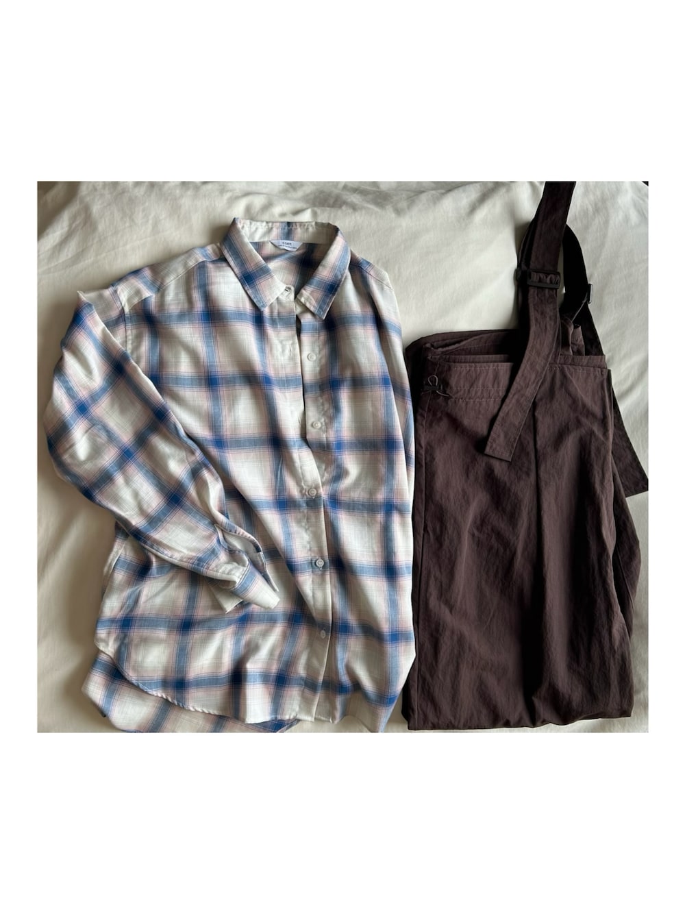 「outfit、coen、ROOTOTE、ROPEPICNIC、花見」｜「coenのオンブレチェックレギュラーカラービッグシャツ（シャツ/ブラウス、その他）」を使った、ねあ／Neaさん（レディース・158cm）の春コーディネートの1枚目の写真