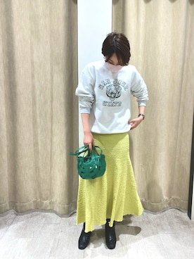 「マーメイドスカート」｜「アイテム（スウェット）」を使った、sako_lemageさん（レディース・169cm）の冬コーディネート