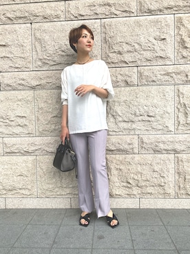 「スリットパンツ」｜sako_lemageさん（レディース・169cm）の夏コーディネート