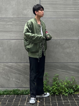 「alpha_industries_japan」｜ 松波 侑亮さん（メンズ・164cm）の秋コーディネート