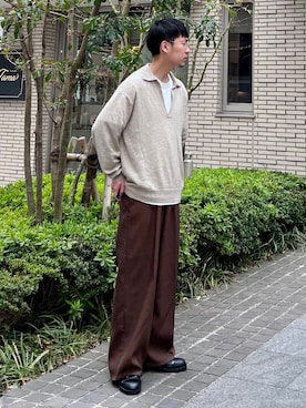 「EDWIN（エドウィン）のアイテム（スラックス）」を使った、 松波 侑亮さん（メンズ・164cm）の春コーディネート