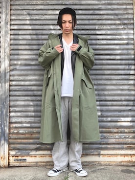 「Uiscel（ユイセル）のアイテム（モッズコート）」を使った、 松波 侑亮さん（メンズ・164cm）の冬コーディネート