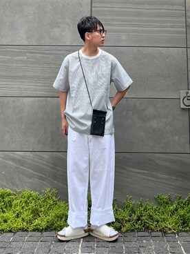 「URBAN RESEARCH Sonny Label（アーバンリサーチサニーレーベル）の『吸水速乾』『セットアップ対応』クイックドライワイドTシャツ（Tシャツ/カットソー）」を使った、 松波 侑亮さん（メンズ・164cm）の夏コーディネート