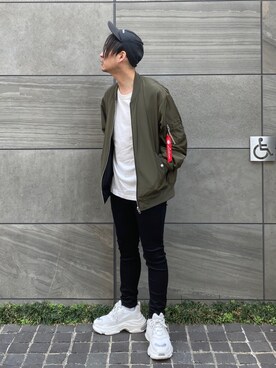 「URBAN RESEARCH Sonny Label（アーバンリサーチサニーレーベル）のアイテム（MA-1）」を使った、 松波 侑亮さん（メンズ・164cm）の春コーディネート