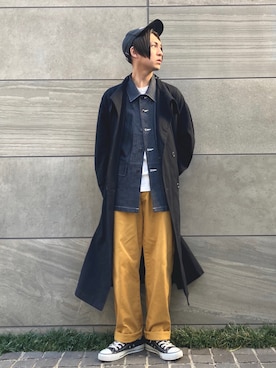 「EDWIN」｜「アイテム（ジャージ）」を使った、 松波 侑亮さん（メンズ・164cm）の冬コーディネート