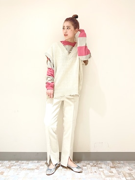 「LOWRYS FARM（ローリーズファーム）のカンドウフィットバレエ　260832（バレエシューズ）」を使った、momomiさん（レディース・161cm）の春コーディネート