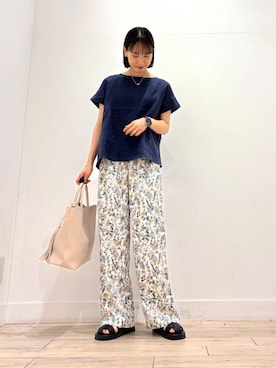 「フラワープリント」｜amiさん（レディース・160cm）の夏コーディネート