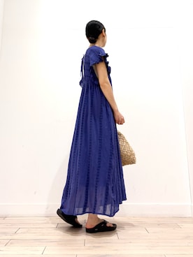 「URBAN RESEARCH Sonny Label（アーバンリサーチサニーレーベル）の楊柳ドビーシャーリングワンピース（ワンピース、ブルー系）」を使った、amiさん（レディース・160cm）の夏コーディネート