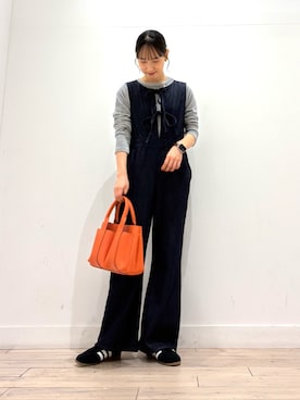 「アイテム（サロペット/オーバーオール）」を使った、amiさん（レディース・160cm）の秋コーディネート